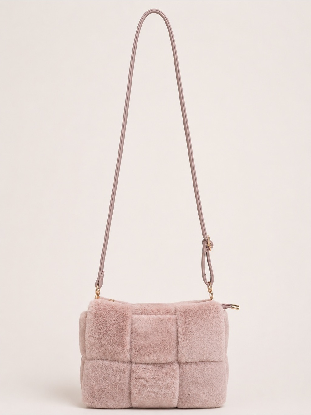 Faux Fur Crossbody Bag Anthropologie Pink Plush Quilted Coquette Purse